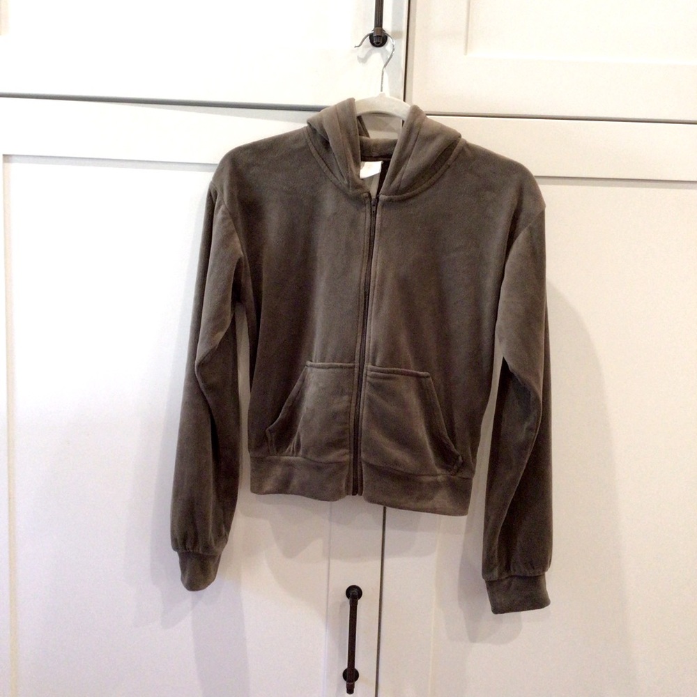 H&M Cropped Velour Zip Up Jacket Size S